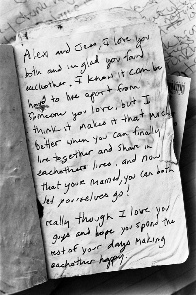 Alex and Jess, I love you (found notebook)
